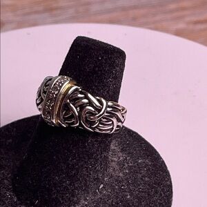 Two-Tone Braided Chain Ring with Gold Accent